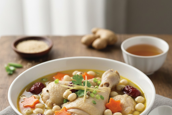 Canh gà hầm hạt sen, táo đỏ